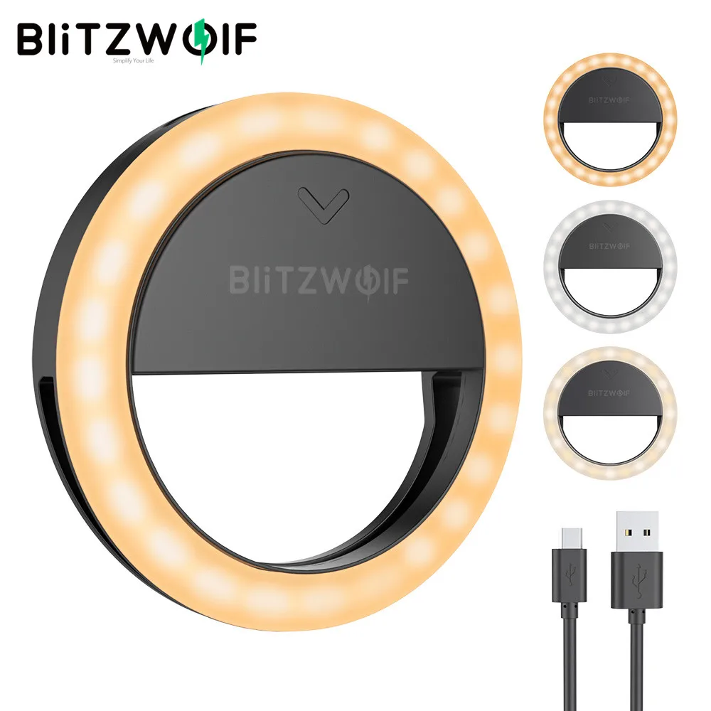 

BlitzWolf BW-SL0 Pro LED Ring Light Clip-on Fill Light Mini Portable Selfie Lights 600mAh 1000 Lumen High Brightness