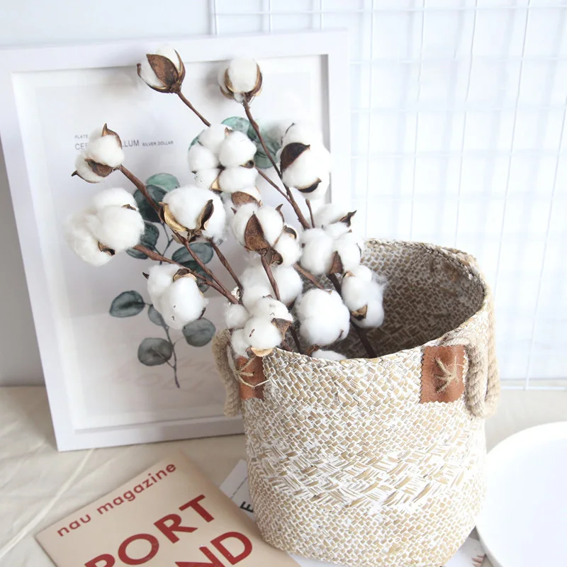 

Naturally Dried Cotton Flowers Artificial Plants Floral Branch For Diy Wedding Party Decoration Home Cotton Garland Decor