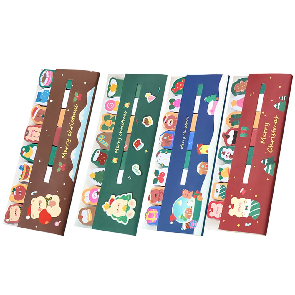 

4 Books of Cartoon Page Tabs Student Tabs Flags Stickers Christmas Style Label Stickers Book Tabs