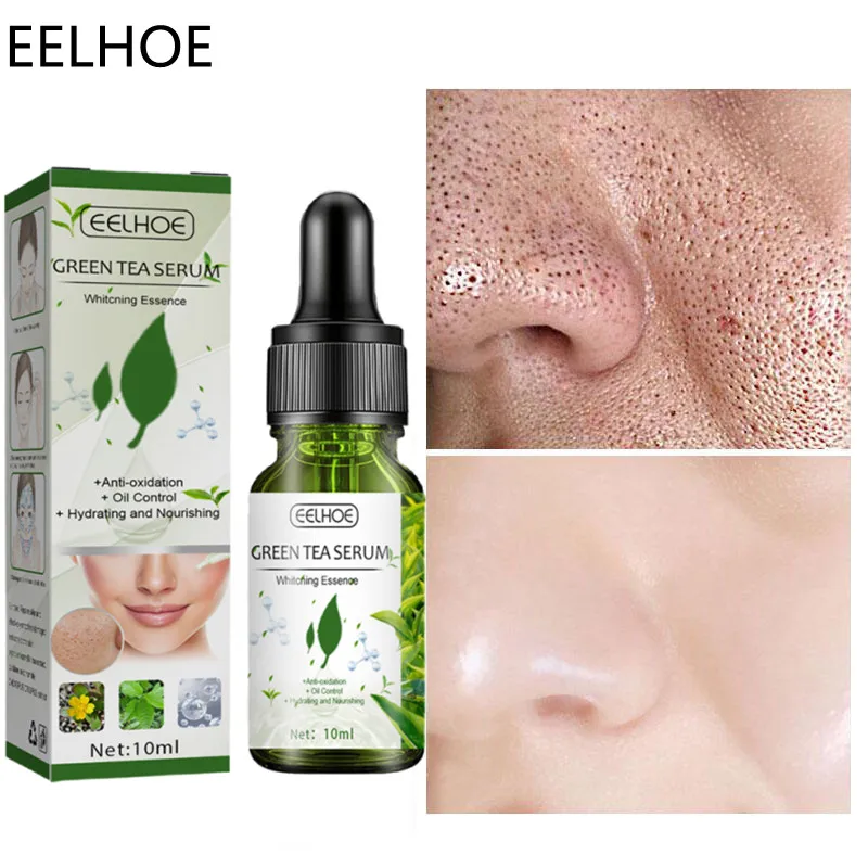 

Green Tea Oil Control Pore Shrink Face Serum Whitening Remove Dark Spots Improve Acne Blackheads Dry Skin Care Korean Cosmetics