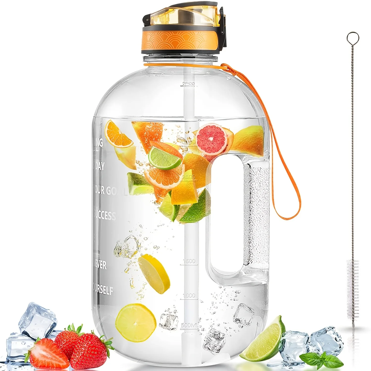With Straw 128 Oz Water Bottle With Time Marker Leakproof Sp