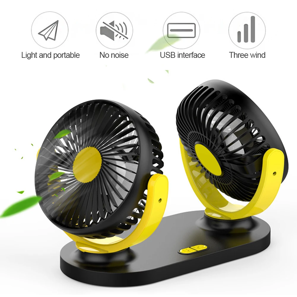 

Car Fan 720 Degree Rotatable 3 Speed Dual Head Car Auto Cooling Air Circulator Fan for Van Suv Rv Boat Auto Vehicles