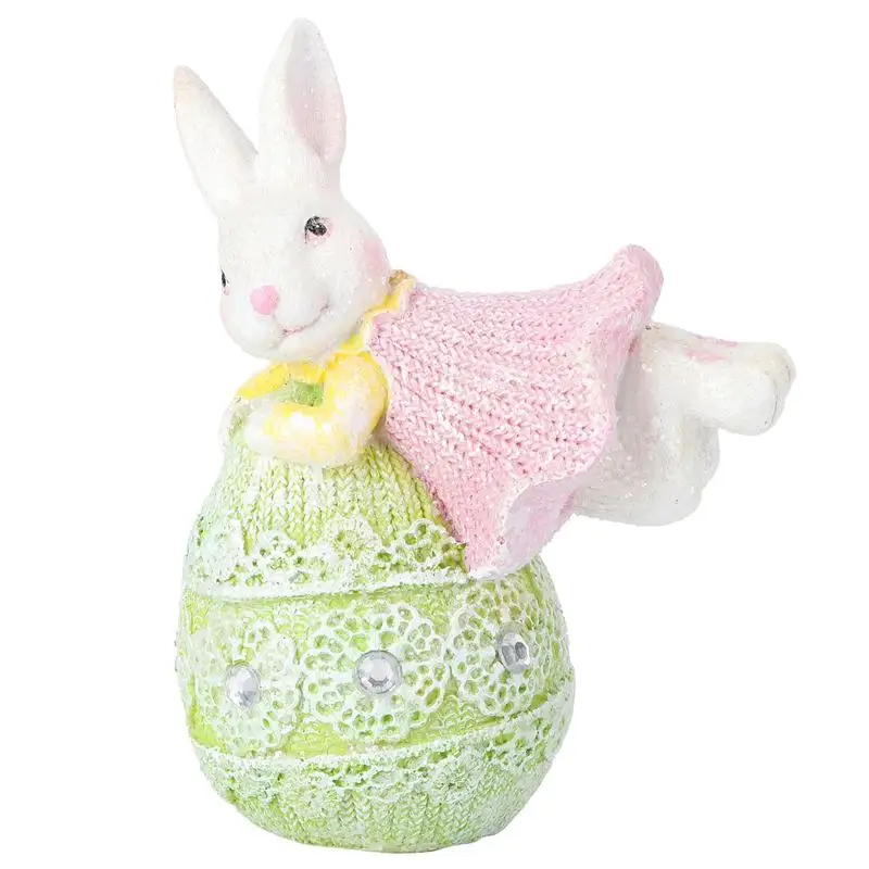 

1pc Lovely Resin Rabbit Easter Rabbit Ornament Room Layout Decoration (Pink)