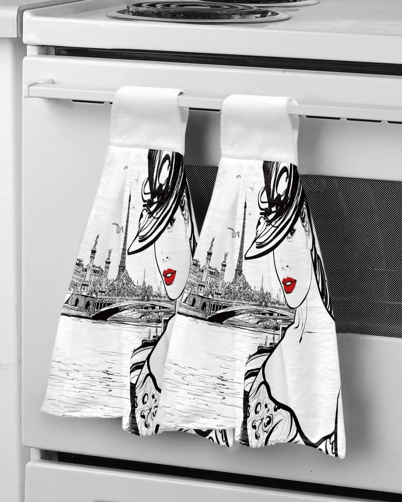 Женское с изображением Парижской Сены Эйфелевой башни красных губ для кухни