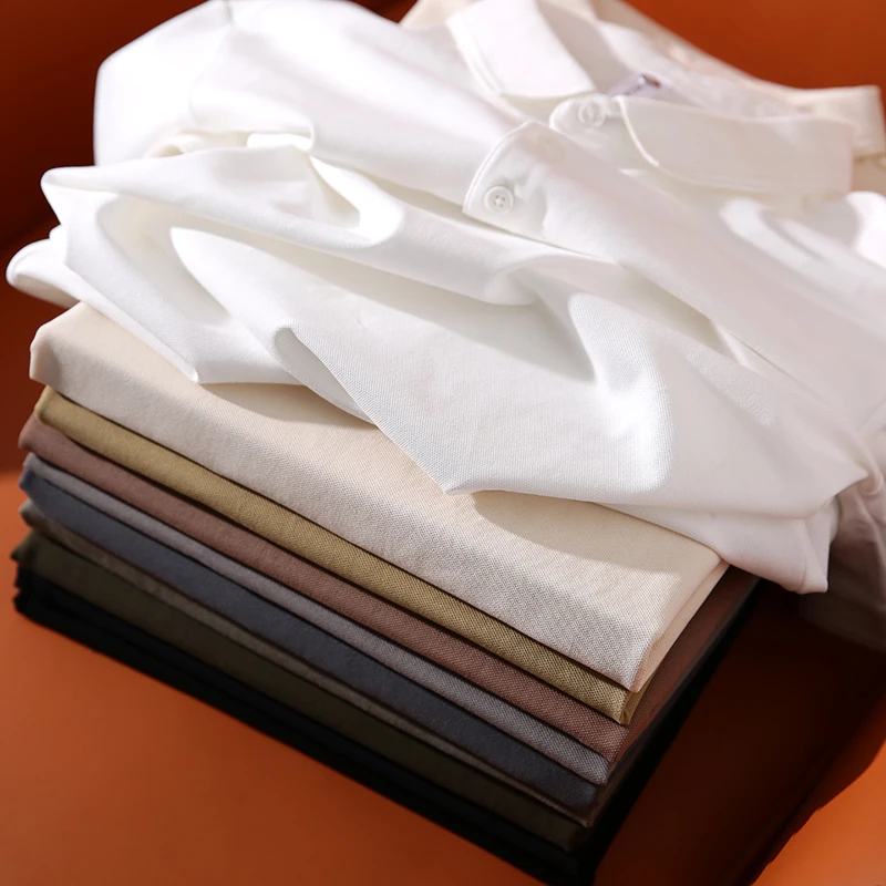 Strong Recommend! Fine Yarn Pearl Cotton! Foreign Trade Men's Clothing Summer Solid Business Leisure Lapel Short sleeve Polo ...