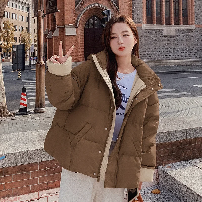 Женский пуховик с капюшоном Hangzhou Yilin Limited Company розовый в Корейском стиле придающий