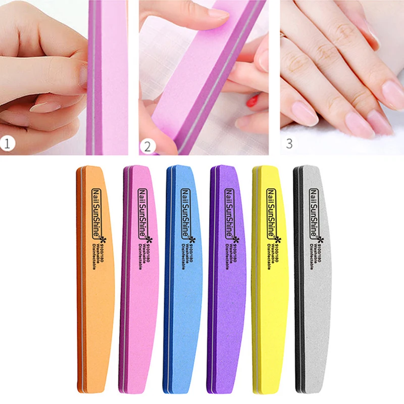 

Double-Side Colorful Nail File Buffers Block Sponge Nail File 100/180 Grit Sandpaper Nail Sanding Manicure Care Tools Portable