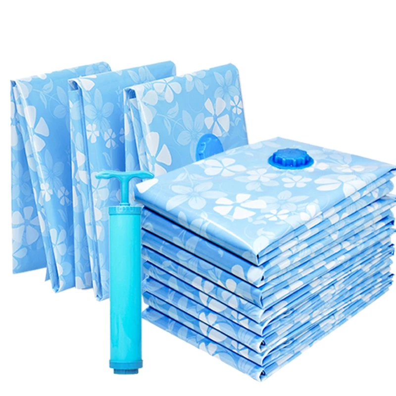 

SEWS-11PCS Thickened Vacuum Storage Bag For Cloth Compression Bag Reusable Blanket Clothes Quilt Organizer With Hand Pump