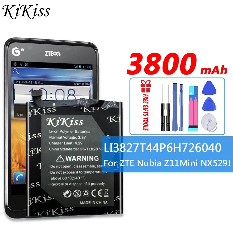 

3800mAh High Capacity Battery Li3827T44P6h726040 For ZTE Nubia Z11 Mini NX529J Mobile Phone Battery +Free Tool