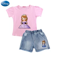 disney sofia girls clothes sets summer baby kids short sleeve top shorts 2pc outfits girl children cotton t shirt clothing suit