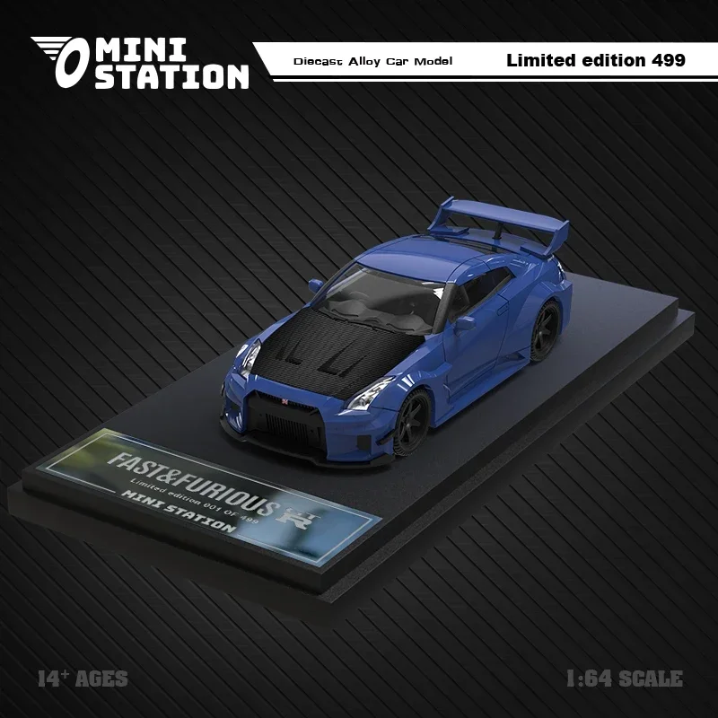 Литая под давлением модель автомобиля Mini Station 1:64 Fast & Furious Brian's GTR R35 3.0