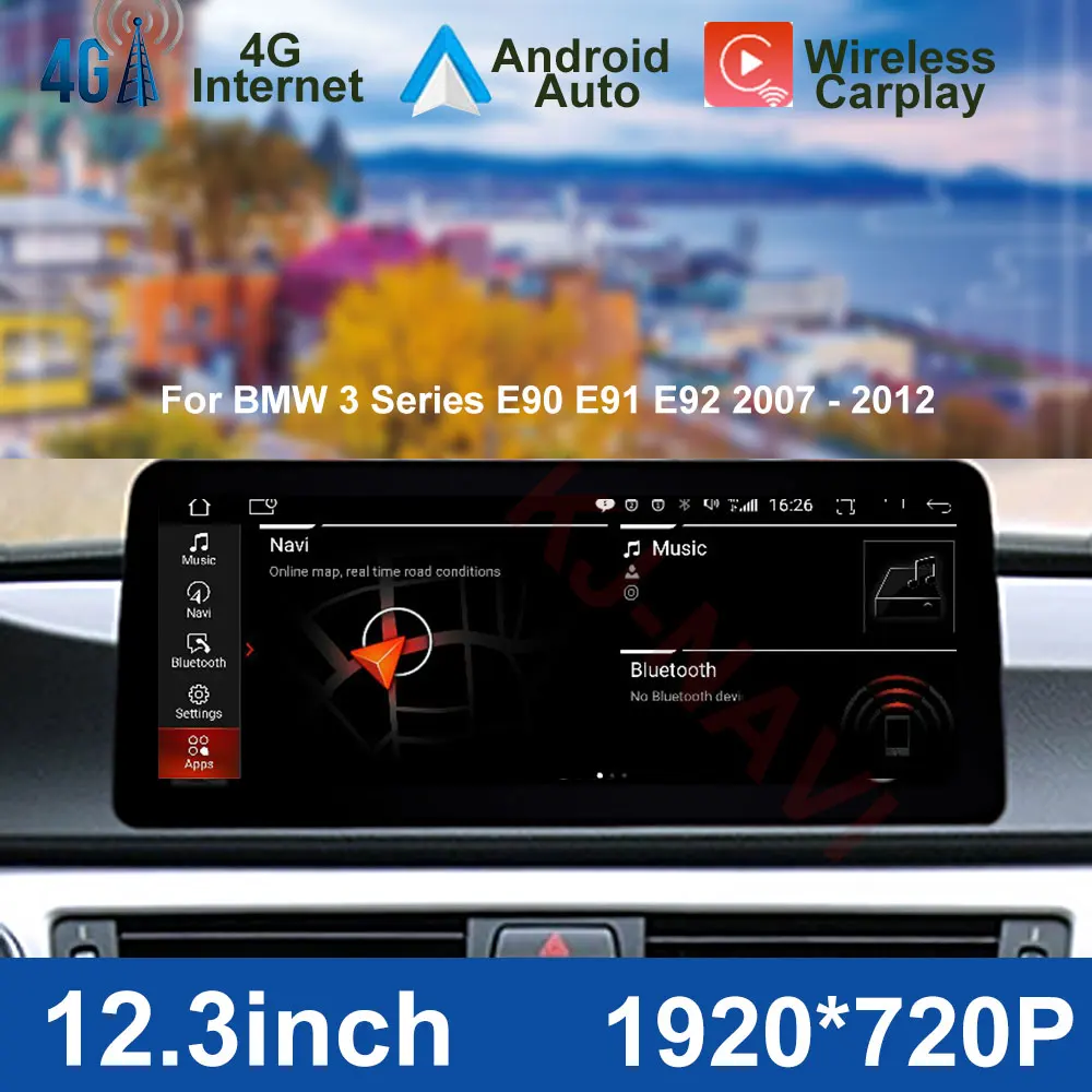 

12.3 Inch Android 12 For BMW 3 Series E90 E91 E92 IPS Screen 1920*720P Car Player Radio Stereo GPS Navigation Multimedia Video