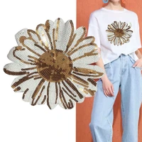 23cm large sunflower sequins clothes patch flower beaded repair iron on patch for clothing diy clothes sticker paste
