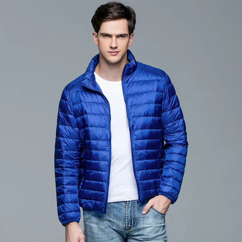 White Duck Down Jackets Man Autumn Winter Stand Collar Thin Down Jacket White Duck Down Men‘s Short Casual Jacket Wholesale 6XL