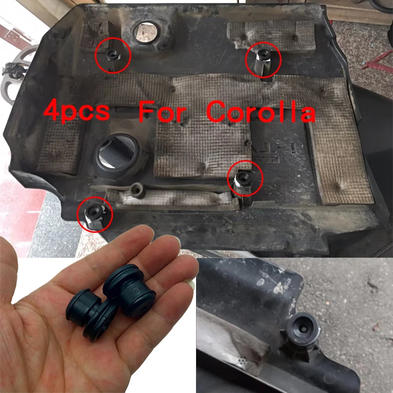 

Engine Cover Grommets Bung Absorbers Buffer Cushion Plate Gasket Easy to Install Car Parts Rubber Trim For Toyota Corolla 4pcs