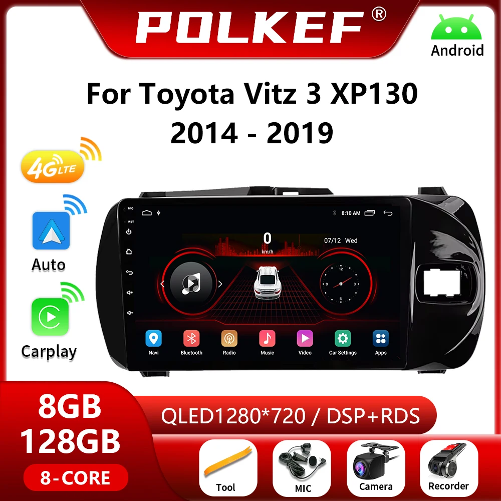 Автомагнитола для Toyota Vitz 3 XP130 2014-2019 мультимедийный видеоплеер стерео GPS-навигация