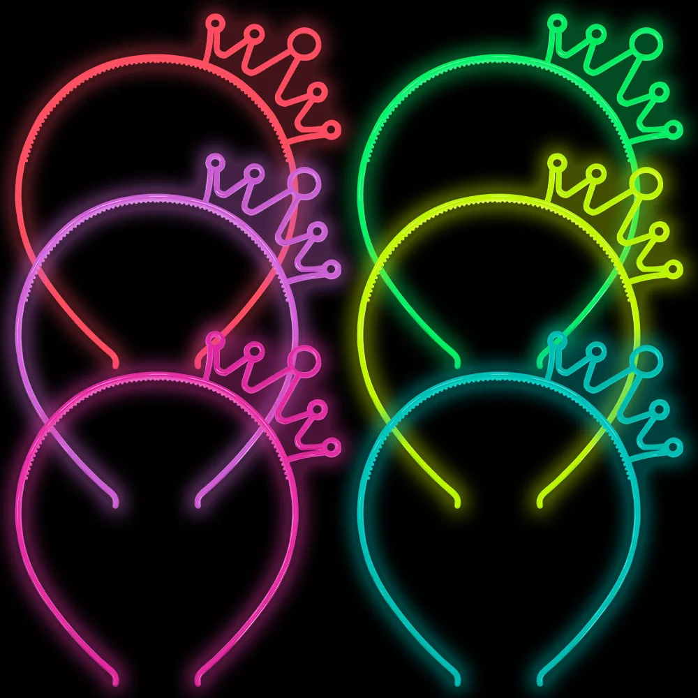 

Colorful Crown Glow Hair Band Glowing Party Hairband Night Happy Birthday Party Decor Kids Adults Headwear