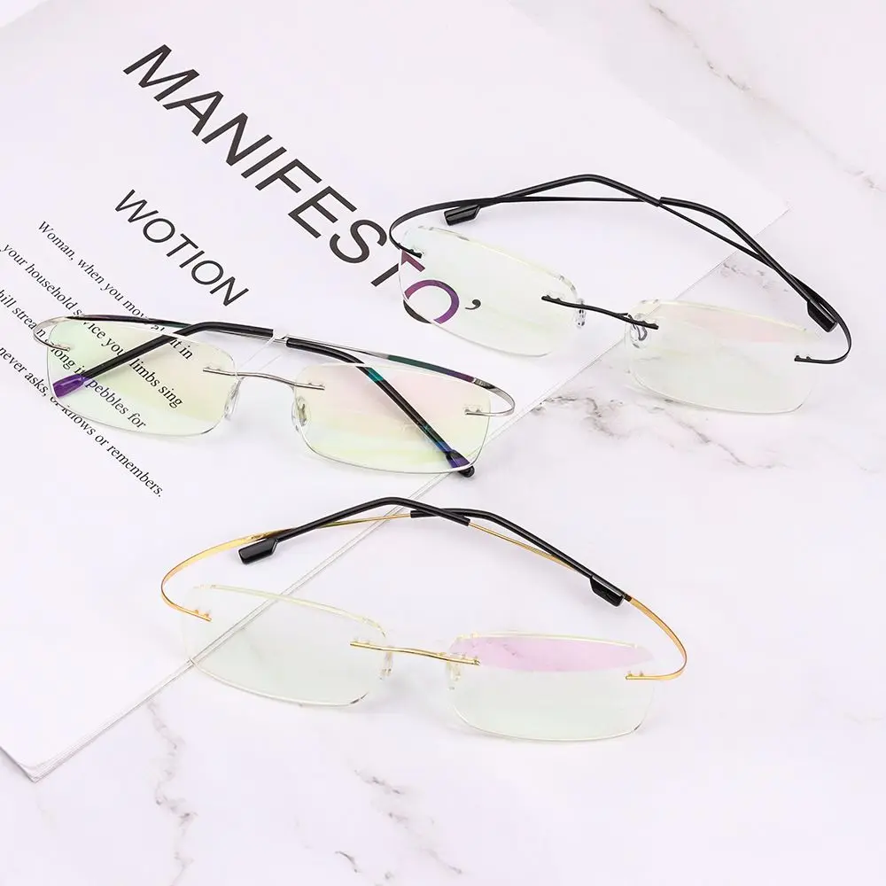 

+1.0~-4.0 Ultralight Metal Frameless Frame Far Sight Eyewear Reading Glasses Anti Blue-ray Presbyopia Eyeglasses