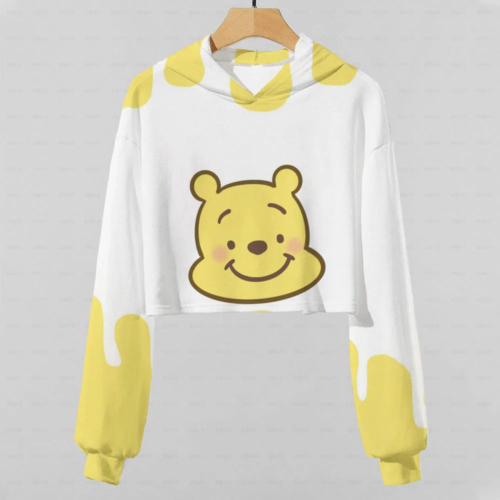 

Новая Толстовка для девочек на осень и зиму, мультяшная повседневная Короткая Толстовка Винни-Пух, Детская толстовка с длинным рукавом, мил...