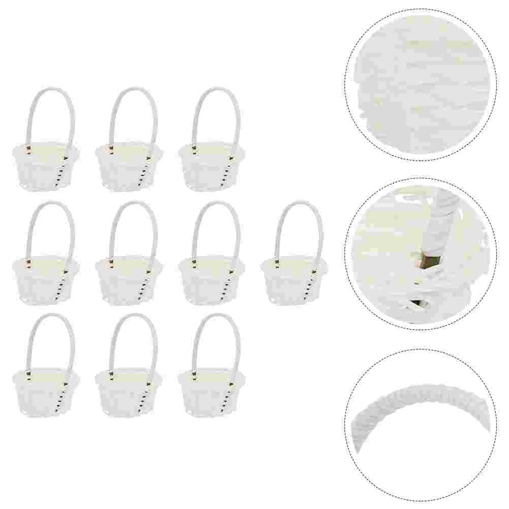 

Basket Woven Flower Storage Wedding Wicker Picnic Rattan Fruit Picker Candy Basketswillow Mini Handles Gift Girl Seagrass Bridal