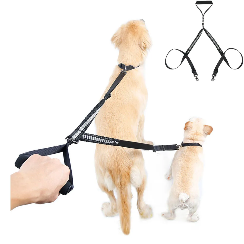 

A Tow Two Elastic Dog Leash Explosion-Proof Punch Nylon Dog Leash Single-Handed Dog Walking Double-Headed Traction Rope