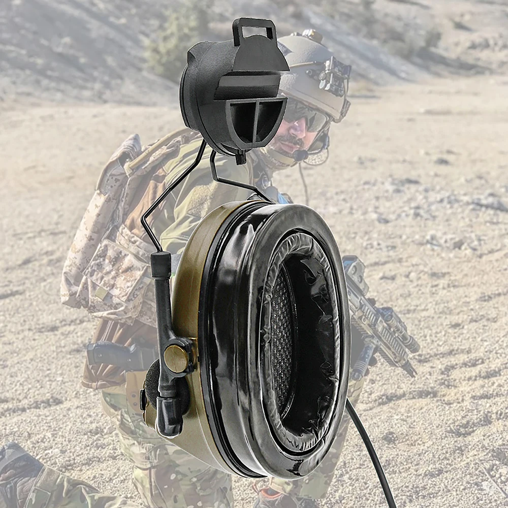 Hearangel Tactical Headset COMTAC II Compatible Helmet ARC Rail Adapter, Military Noise Cancelling Pickup Headphones&U94 PTT