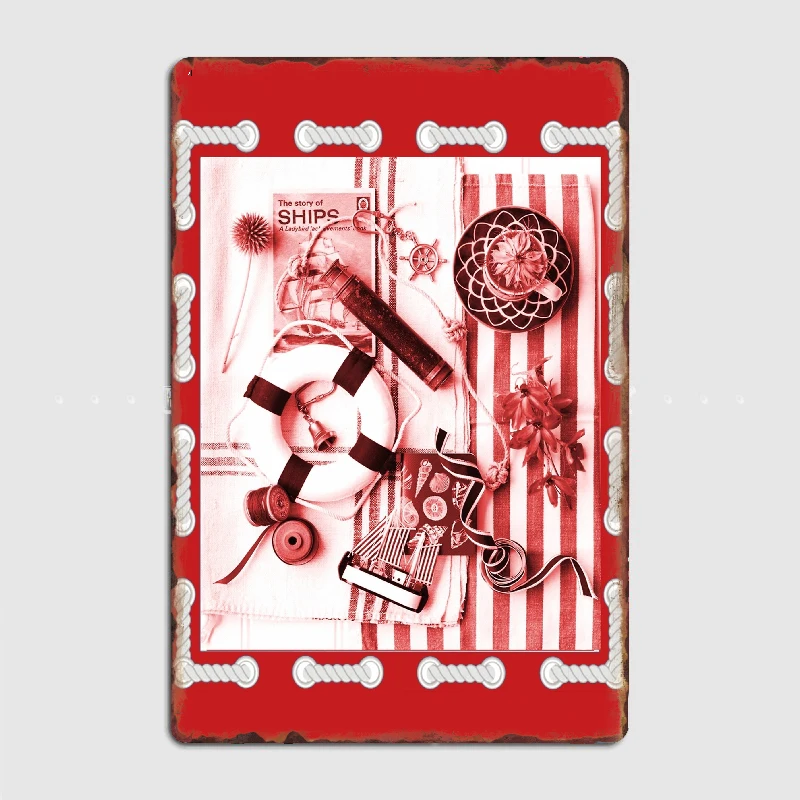 

Nautical, Coastal, Symbols With Metal Plaque Cinema Kitchen Mural Funny Wall Decor Tin Sign Posters Room Decor