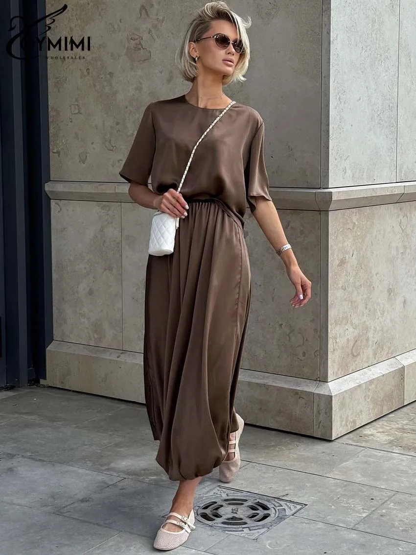 Женский Повседневный костюм Oymimi из 2 предметов элегантный топ с круглым вырезом и