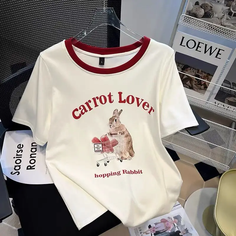 Летний повседневный комплект большого размера новинка 2024 футболка контрастного