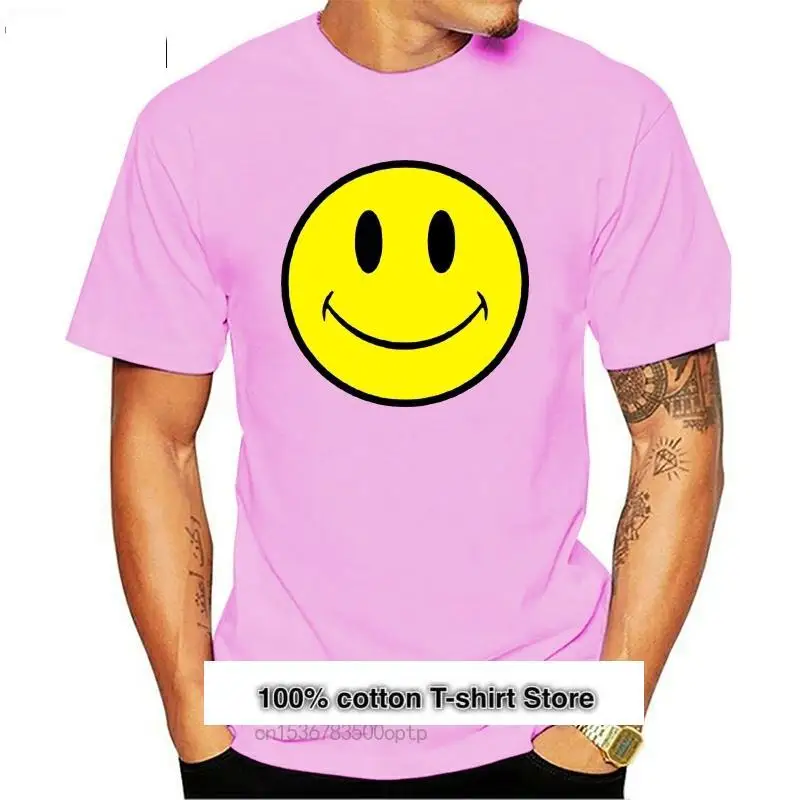 

Camiseta de verano para hombre, camisa con cara sonriente, acid house, Nueva