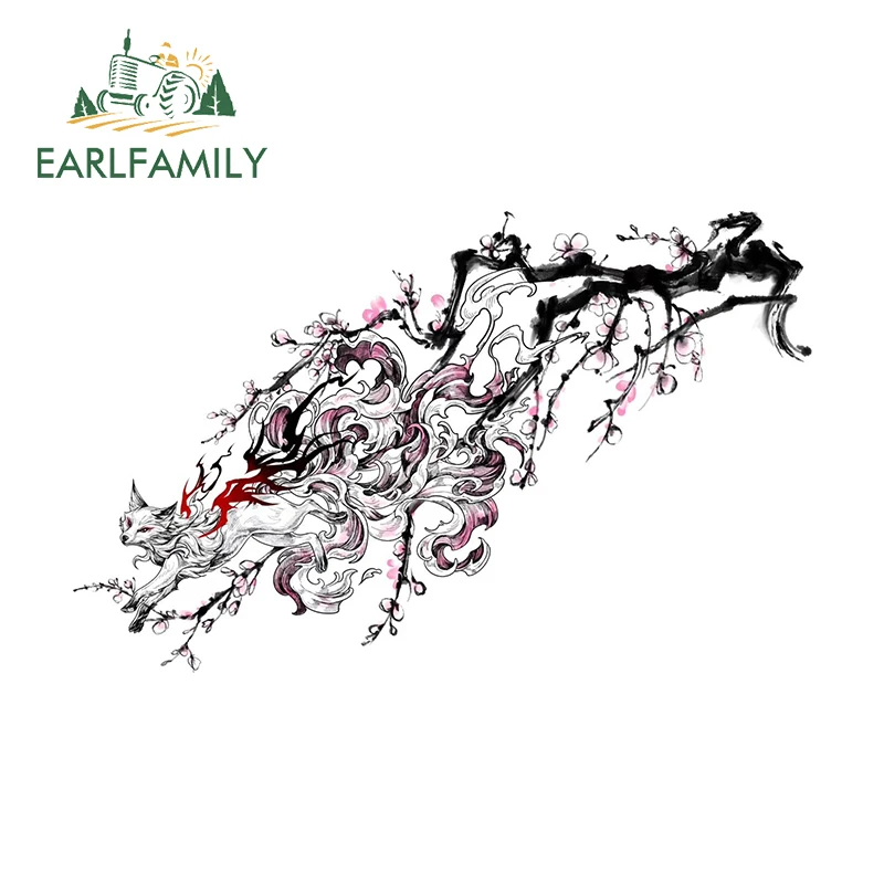 

EARLFAMILY 13 см X 8,1 см для лисы сакуры цветущие автомобильные наклейки Модные наклейки для автомобиля окна шлем доска для серфинга