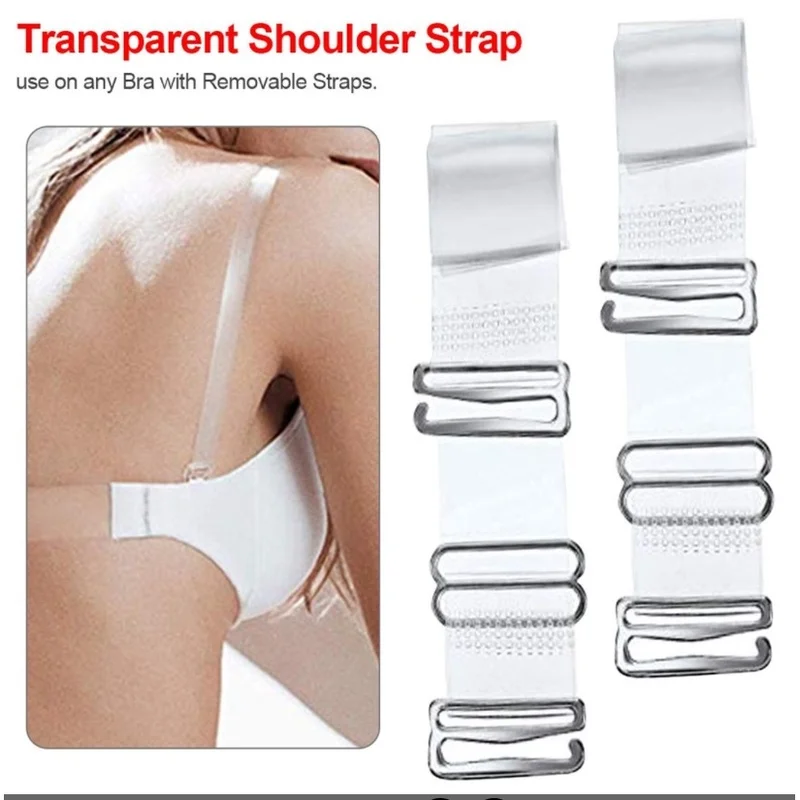 2pcs Clear Bra Straps Transparent Invisible Detachable Adjustable Silicone Shoulder Strap Women Belt Intimates Accessories
