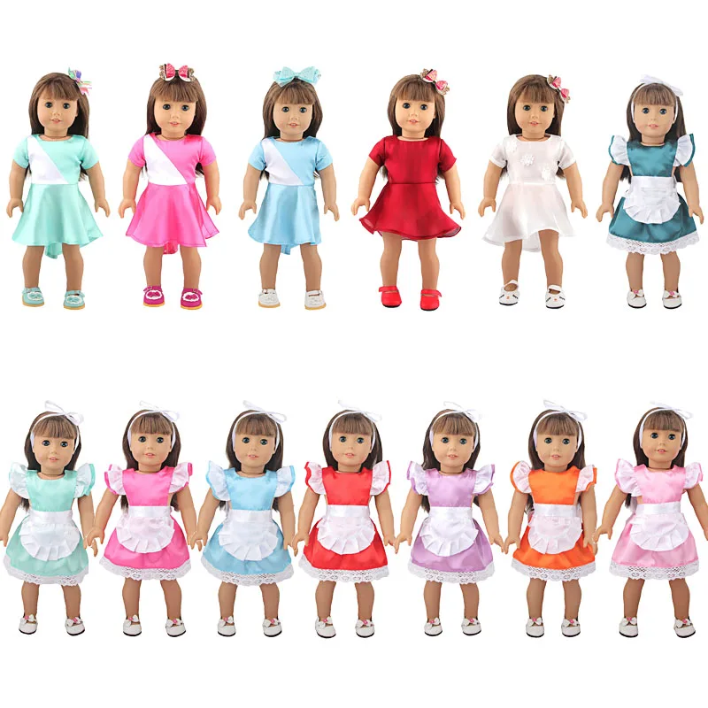 

14 цветов на выбор, Милая юбка-смокинг, одежда для горничной, подходит для 18-дюймовой американской кукольной одежды и аксессуаров для девочек...