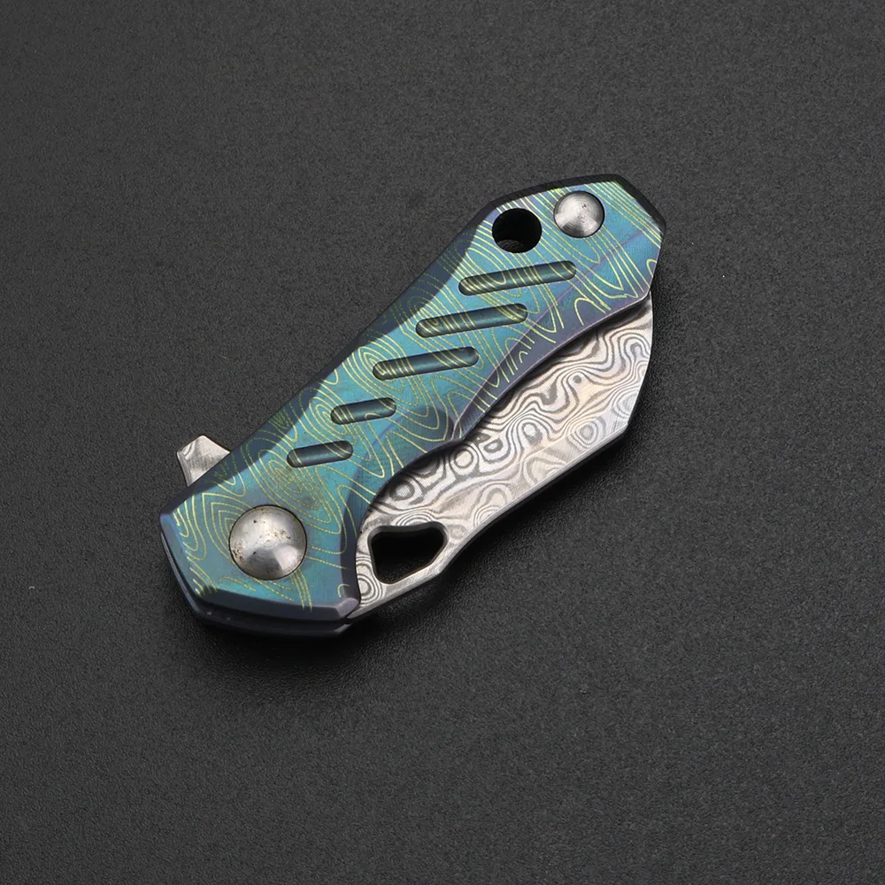 Складной нож Xuanfeng 9cr18 из дамасской стали