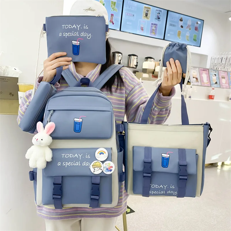 

Милые детские школьные ранцы qlord lybz, 4 шт., рюкзак для студентов ins wind kawaii, школьные ранцы для девочек и мальчиков, рюкзаки