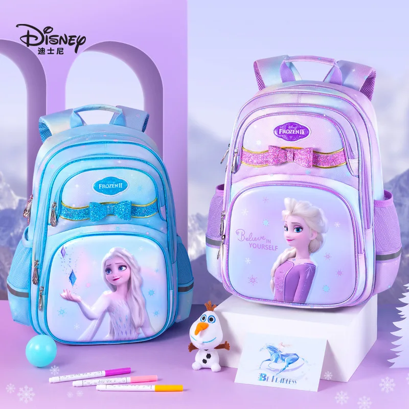 2022 New Disney Frozen Princess Aisha Girls' backpack, superior quality comfortable and breathable 100% original Disney backpack