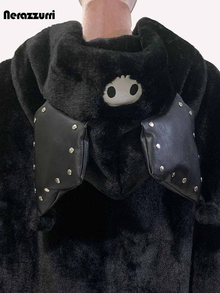 Nerazzurri осень зима холодная густая теплая мягкая черная пэчворк шуба из