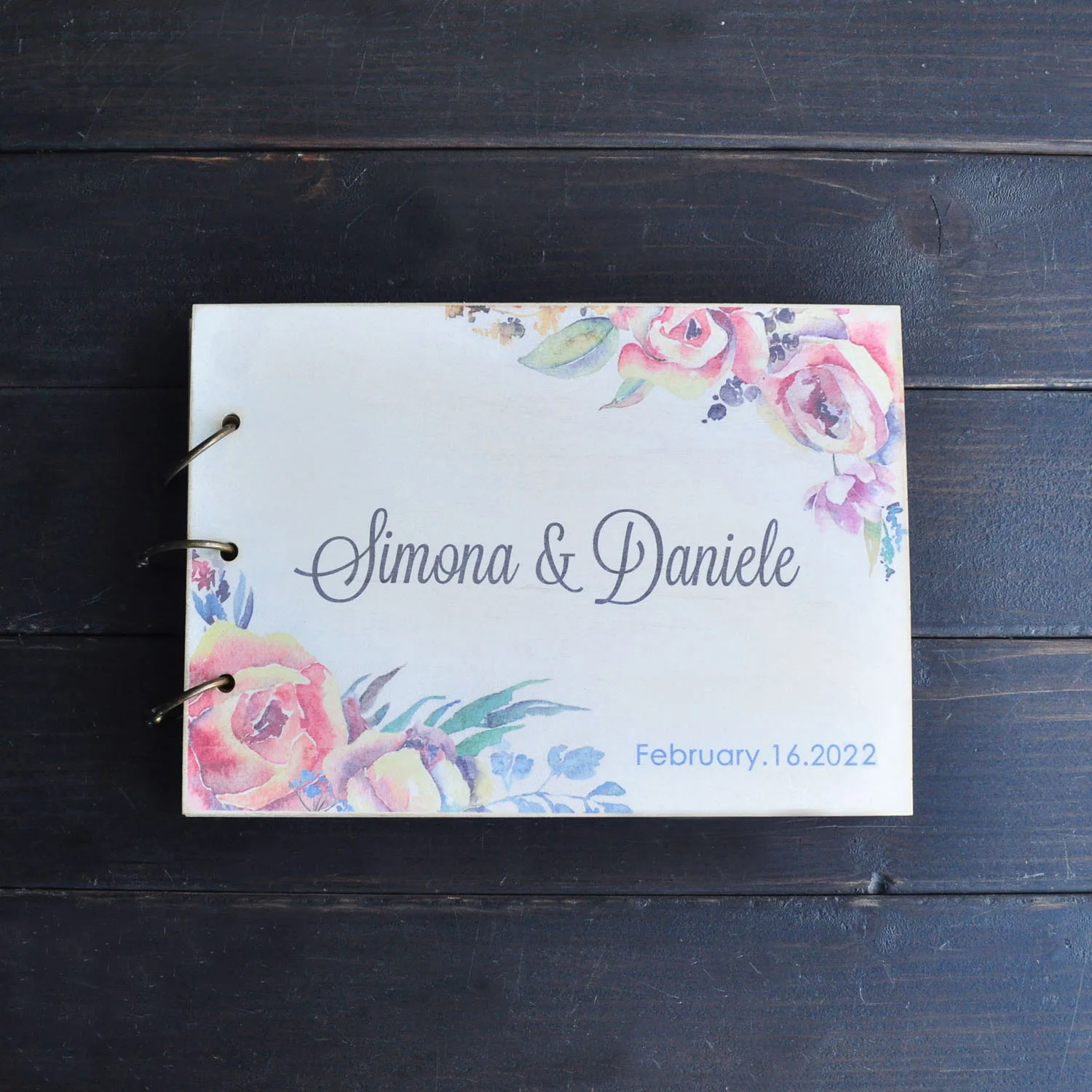 

Custom Floral Wedding Guest Book Personalized Guestbook Rustic Wedding Decor Engagement Party or Bridal Shower Gift