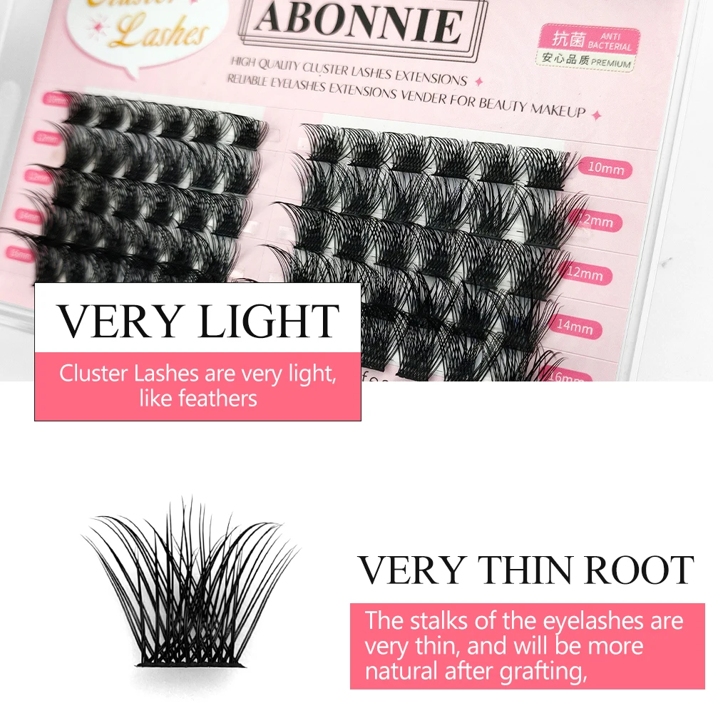 

Abonnie Heat Bonded Cluster Eyelashes Segmented Premade Lashes Extensions DIY Fans D Curl Cilios Volume