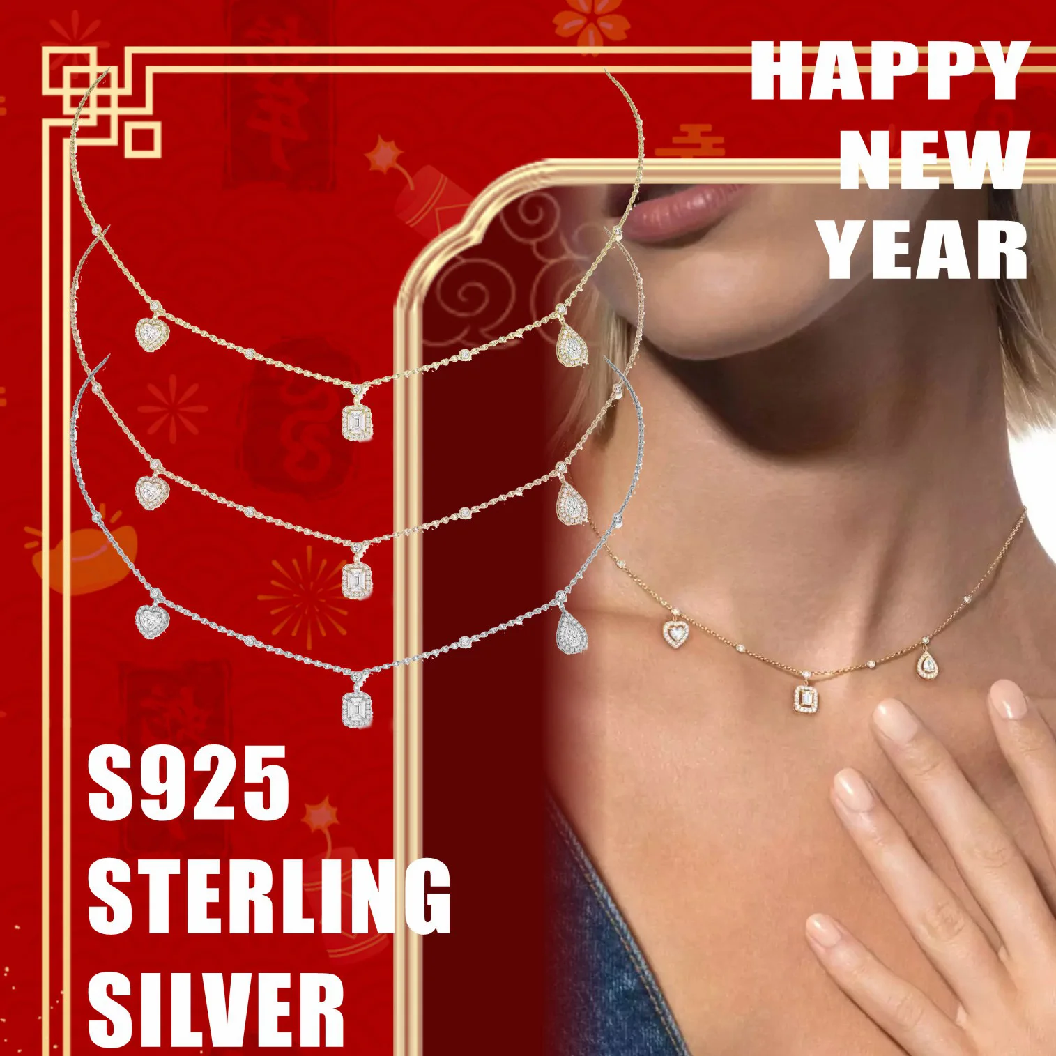 Новинка 2024 года ожерелье My Twin Trio серии в форме сердца с каплями воды и