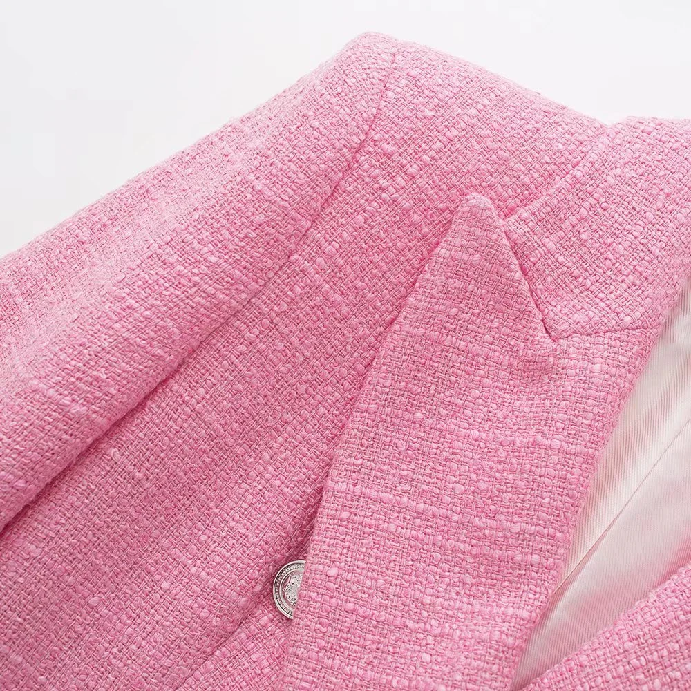 Женский весенний двубортный Блейзер текстурированный Повседневный пиджак в