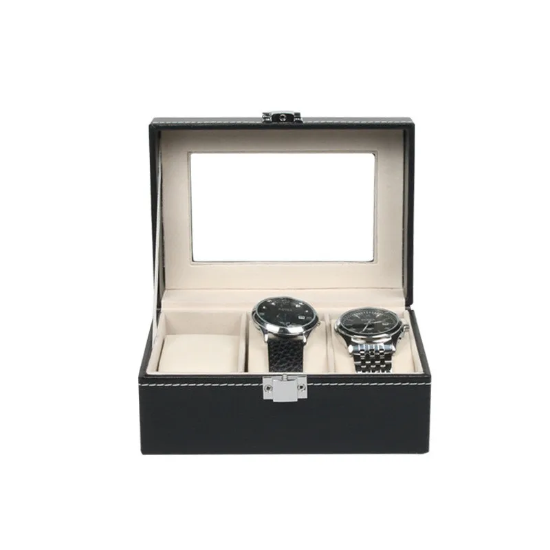 Luxury Watch Box 3 Grids Slots PVC Leather Case Jewelry Storage Organizer Elegant Watches Collection gifts Organizer caja reloj