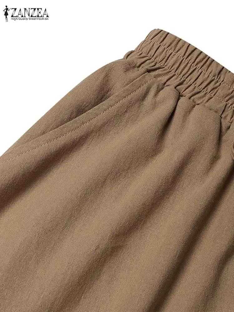 Юбка ZANZEA Женская длинная эластичная с завышенной талией однотонная элегантная