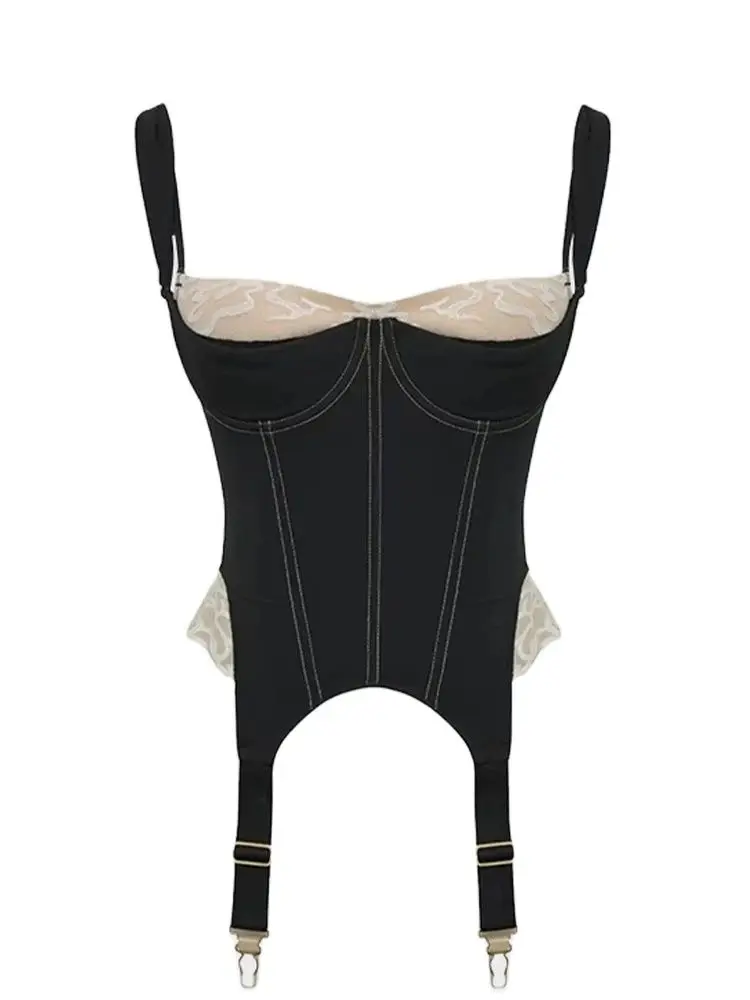 Женская ВИНТАЖНАЯ ДЖИНСОВАЯ кофта с кружевом топ лямкой на шее Y2k летняя уличная