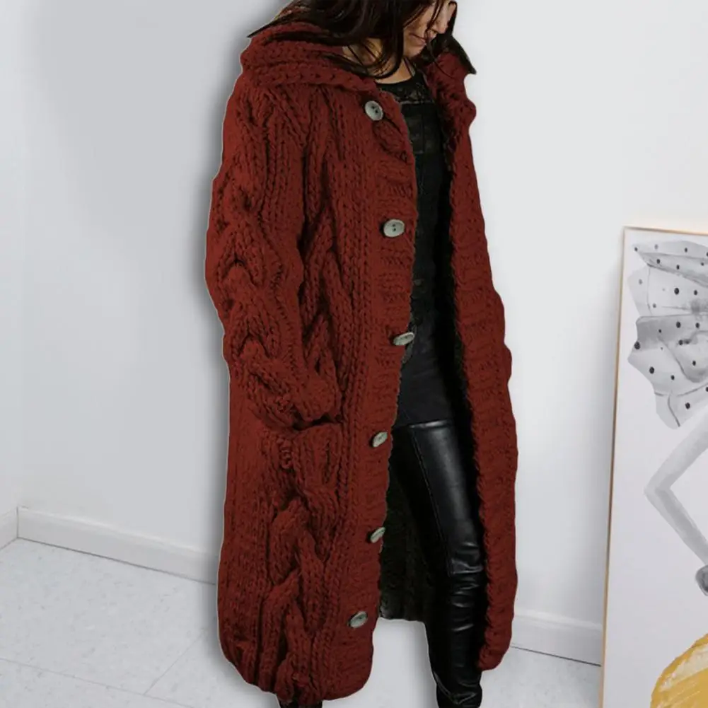 

Вязаное пальто, однобортная теплая женская вязаная куртка с защитой от холода на осень и зиму, кардиган, Женское пальто для школы