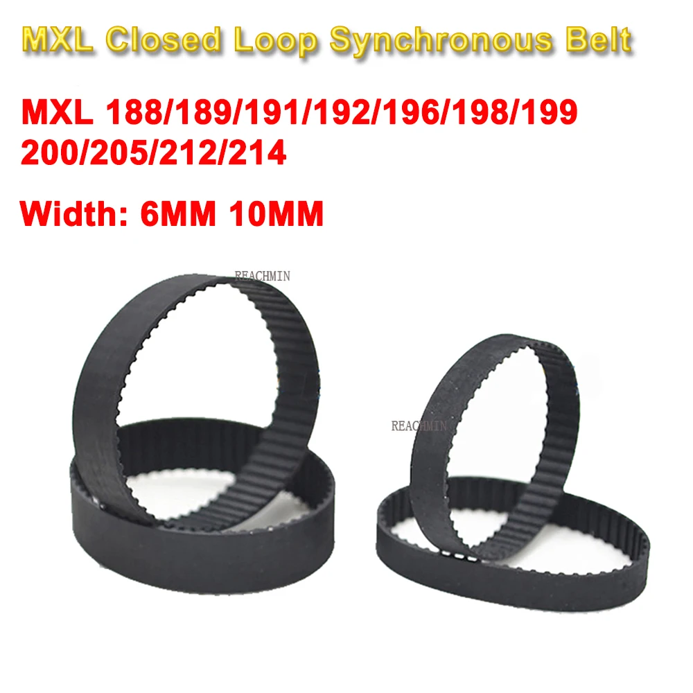 

1Pcs MXL Close Loop Timing Belt 188 189 191 192 196 198 199 200-214 MXL Width 6mm 10mm 3D Printer Conveyor Belt for Industrial