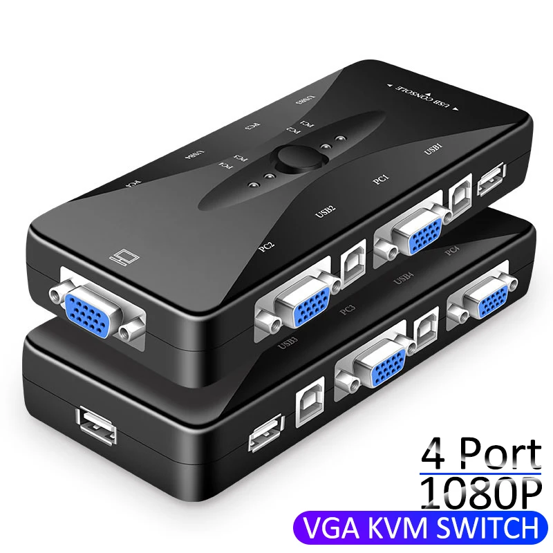 Квм-Консоль VGA, 1080P, USB 2,0, 4 в 1
