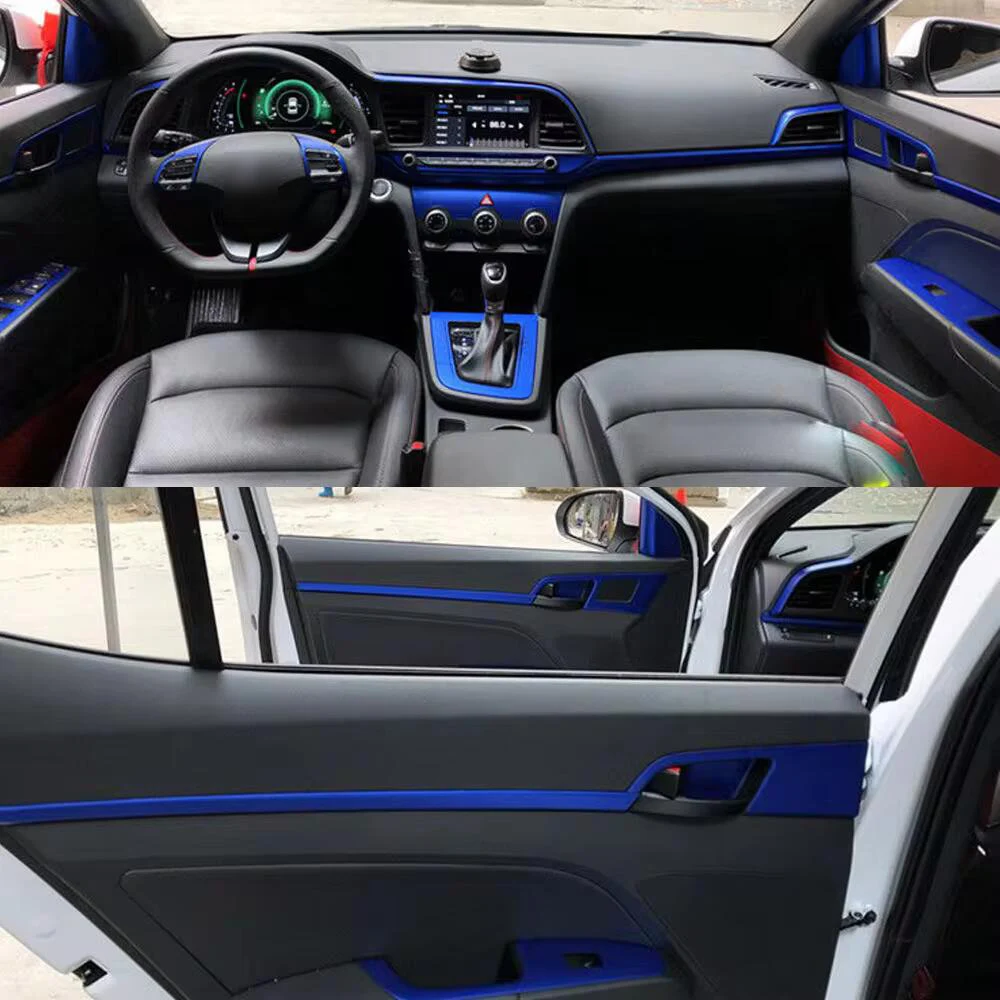 Фото Наклейки из карбона на центральную консоль и ручки дверей для Hyundai Elantra AD 2019-2020, аксессуары для стайлинга автомобиля №2