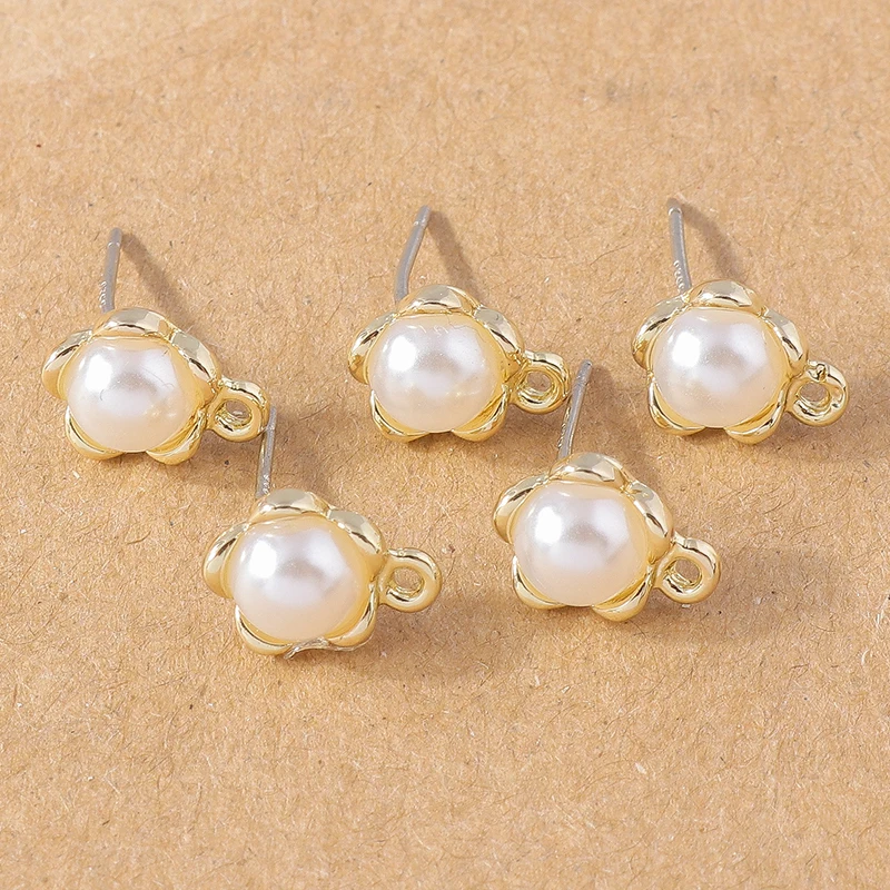 

10pcs Cute Flower Earring Pearl Charms for Jewelry Making Woman Girls Drop Earrings Pendants Bracelet Necklaces Craft Accessory