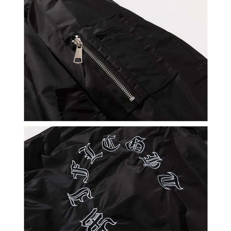 Bomber Jacket Men 2022 Fashion Harajuku Streetwear Hip Hop Embroidered Air Force Pilot Coat Casual Stand Collar Baseball Uniform